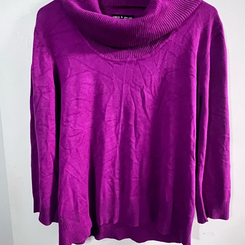 Cable & Gauge Fuchsia Cowl Neck Sweater - Picture 3 of 8